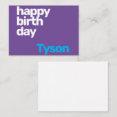 Correspondance Carte de note plate de couleur violet d'anniversai (Devant / Derrière)