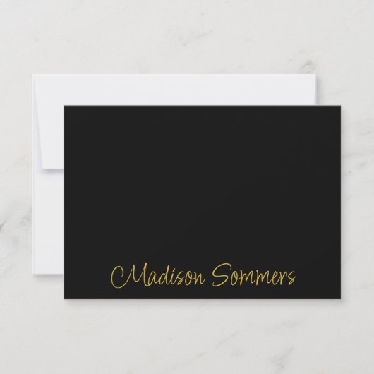 Correspondance Carte de note plate de script manuscrite or (Devant)