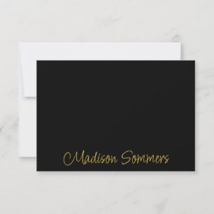 Correspondance Carte de note plate de script manuscrite or