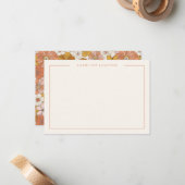 Correspondance Carte de note plate florale rétro groovy (Devant/Arrière en situation)