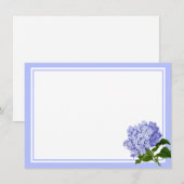 Correspondance Carte de note plate - Hydrangea bleu (Devant / Derrière)