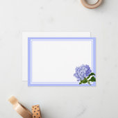 Correspondance Carte de note plate - Hydrangea bleu (Devant/Arrière en situation)