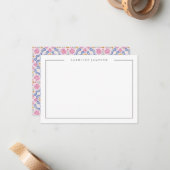 Correspondance Carte de note plate moderne simple florale rose (Devant/Arrière en situation)