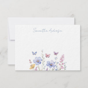 Correspondance Carte de note plate personnalisée Fleur de Wildflo