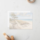 Correspondance Carte de note plate Scène de plage (Devant/Arrière en situation)