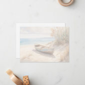 Correspondance Carte de note plate Scène de plage (Devant/Arrière en situation)