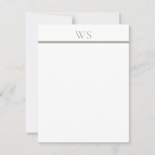 Correspondance Carte de note plate simple Monogramme barre vert s (Devant)