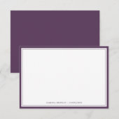 Correspondance Carte de note Plum Purple Plat Minimale (Devant / Derrière)