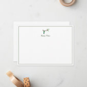 Correspondance Carte de note pour colibri à queue large personnal (Devant/Arrière en situation)