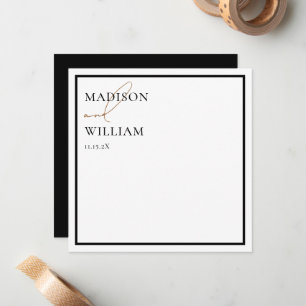 Correspondance Carte de note pour Mariage noir et blanc moderne