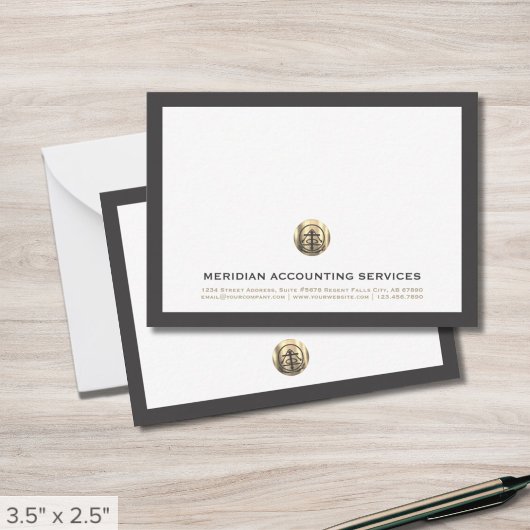 Correspondance Carte de note professionnelle Gris Gold Seal