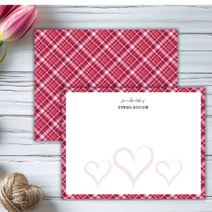 Correspondance Carte de note rétro Tartan cœurs transparents Bour