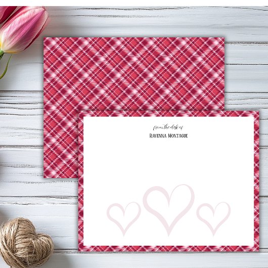 Correspondance Carte de note rétro Tartan cœurs transparents Bour