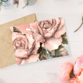 Correspondance Carte de note romantique à l'aquarelle rose tendre