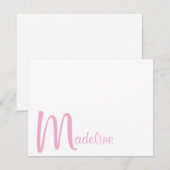 Correspondance Carte de note rose script monogramme gras (Devant / Derrière)