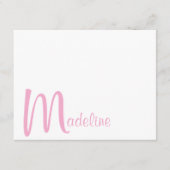 Correspondance Carte de note rose script monogramme gras (Devant)