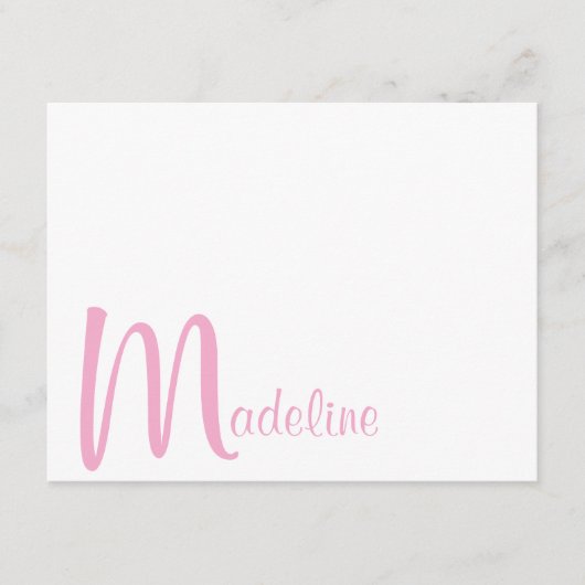 Correspondance Carte de note rose script monogramme gras (Devant)