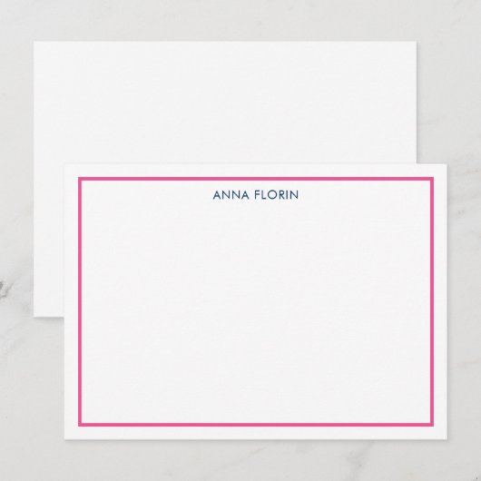 Correspondance Carte de note rose simple (Devant / Derrière)