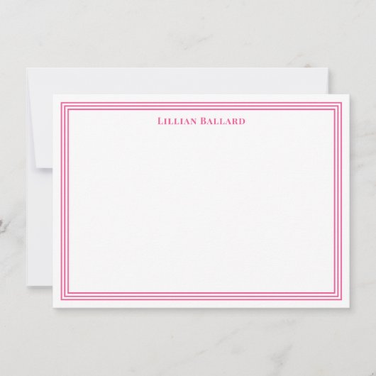 Correspondance Carte de note rose vif (Devant)