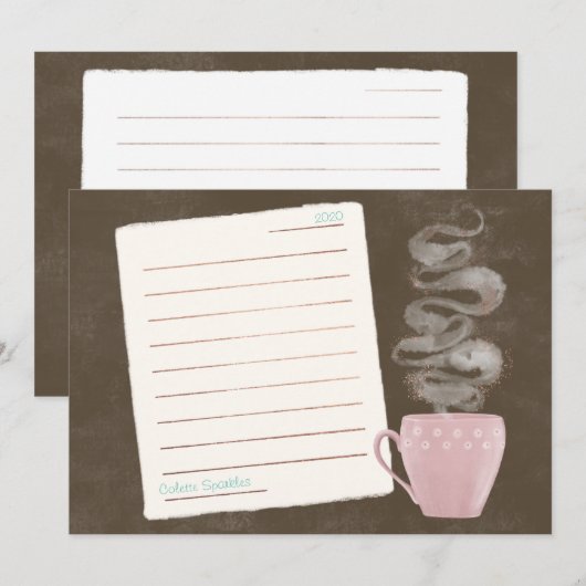 Correspondance Carte de note sur le café (Devant / Derrière)