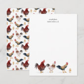 Correspondance Carte de note sur les animaux de ferme de poulet (Devant / Derrière)