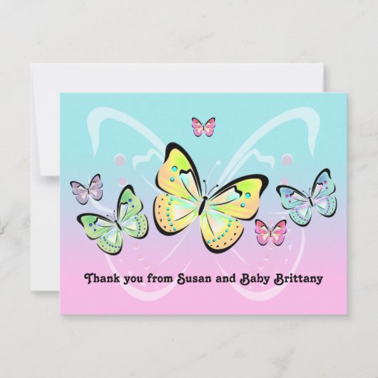 Correspondance Carte de note sur les papillons pastel doux (Devant)