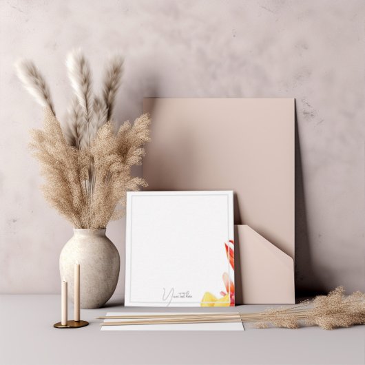 Correspondance carte de note tropicale élégante