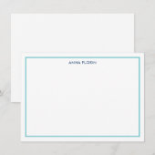 Correspondance Carte de note Turquoise frontière simple (Devant / Derrière)