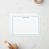 Correspondance Carte de note Turquoise frontière simple (Devant/Arrière en situation)