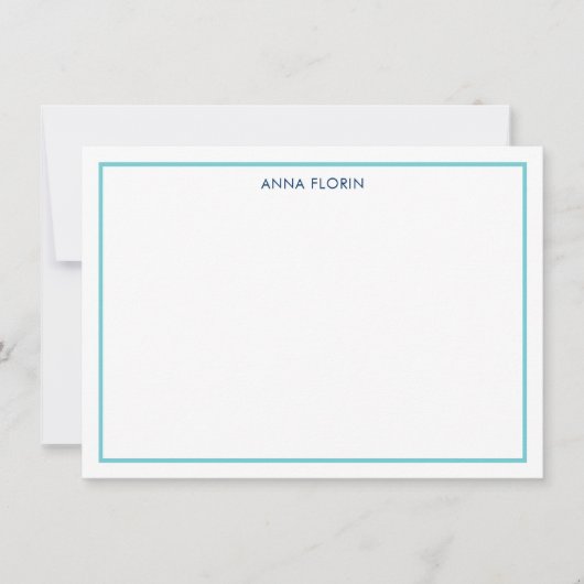 Correspondance Carte de note Turquoise frontière simple (Devant)