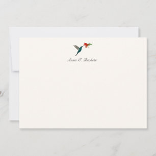 Correspondance Carte de note turquoise personnalisée de colibri