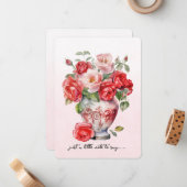 Correspondance Carte de note Vase de Roses Rouges (Devant/Arrière en situation)