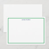 Correspondance Carte de note verte Kelly Bordure simple (Devant / Derrière)