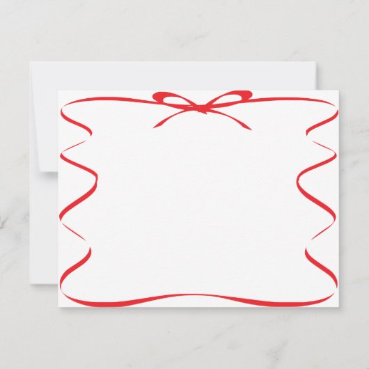 Correspondance Carte de note vierge dessin ruban rouge (Dos)
