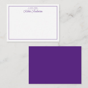 Correspondance Carte de note violette à écriture cursive minimali
