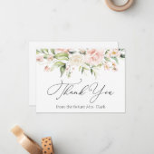 Correspondance Carte de notes Blush and Greenery Thank You (Devant/Arrière en situation)