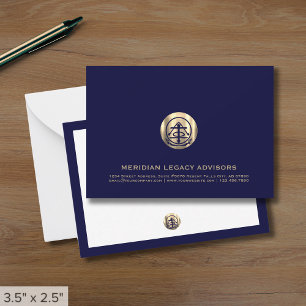 Correspondance Carte de notes commerciales bleu marine et or