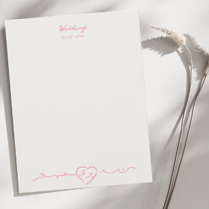Correspondance Carte de notes de mariage élégante à cœur peint à 