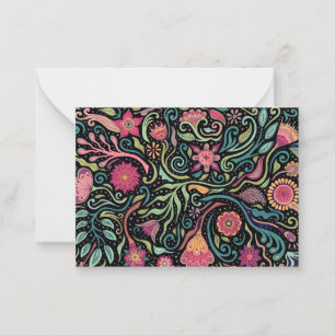 Correspondance Carte de notes Fleurs d'art populaire