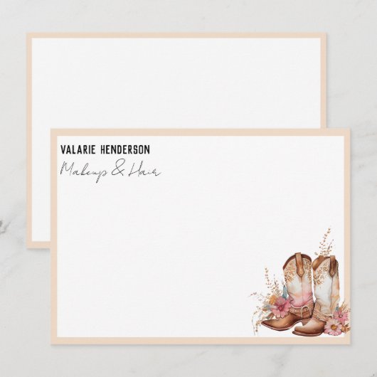 Correspondance Carte de notes professionnelles Boho Boho Watercol (Devant / Derrière)