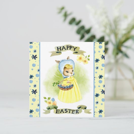 Correspondance Carte de Pâques mignonne à l'ancienne avec un lapi (Debout devant)