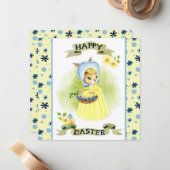 Correspondance Carte de Pâques mignonne à l'ancienne avec un lapi (Devant/Arrière en situation)