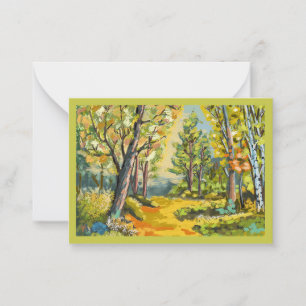 Correspondance Carte de paysage et sous bois peinture huile.
