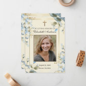 Correspondance Carte de prière catholique commémorative funéraire (Devant/Arrière en situation)