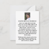 Correspondance Carte de prière commémorative de réconfort (Dos)