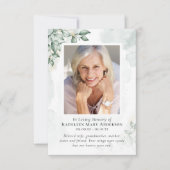 Correspondance Carte de prière commémorative Eucalyptus (Devant)