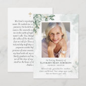 Correspondance Carte de prière commémorative Eucalyptus (Devant / Derrière)