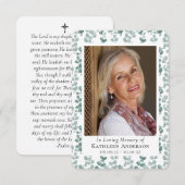 Correspondance Carte de prière commémorative Eucalyptus (Devant / Derrière)