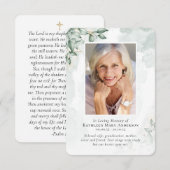 Correspondance Carte de prière commémorative Eucalyptus Photo Aqu (Devant / Derrière)