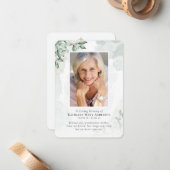 Correspondance Carte de prière commémorative Eucalyptus Photo Aqu (Devant/Arrière en situation)